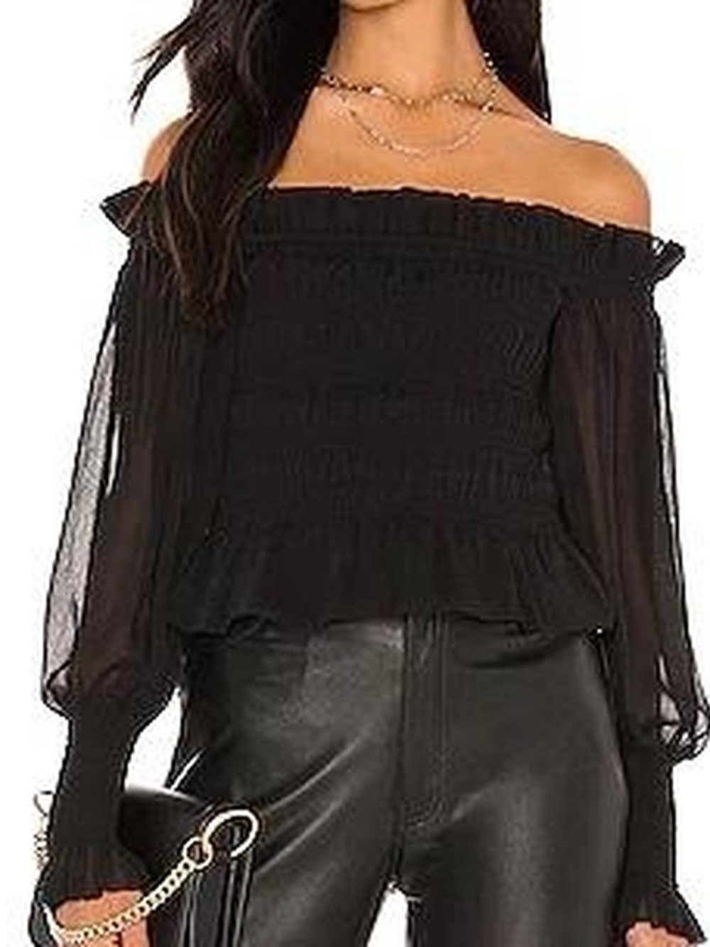 Mele e Pere boutique tulle black off the shoulder top